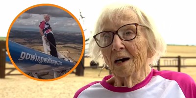 Mujer de 97 años rompe su propio récord Guinness al volar sobre las alas de un avión